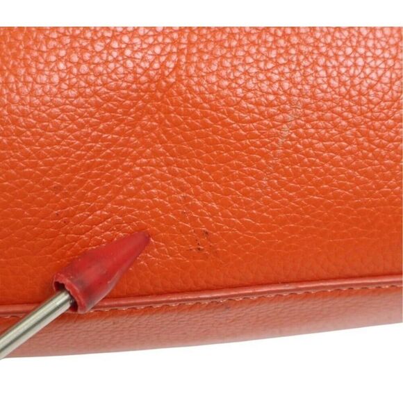 Samantha Thavasa Deluxe Two Way Bag Bright Orange Leather Statement Purse - Picture 6 of 11
